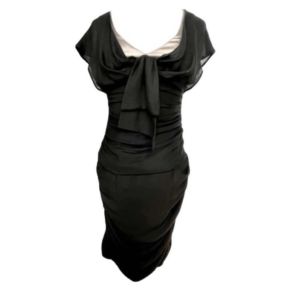 Nanette Lepore Black Draped Ruched Bodycon Dress